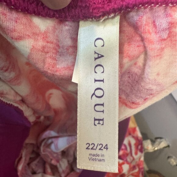 Cacique Women’s Pajama Set Fuchsia & Floral 18/20 Cotton Blend Relax Fit Good - Picture 8 of 8